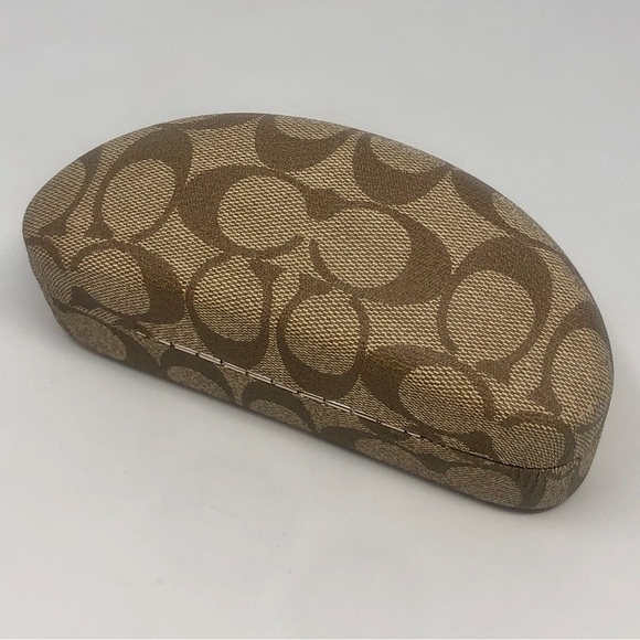 Coach Sunglasses Glasses Clamshell Case Tan Brown Signature Logo Print - Picture 4 of 5